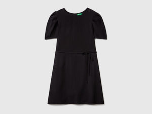 Vestito corto in misto viscosa con scollo rotondo