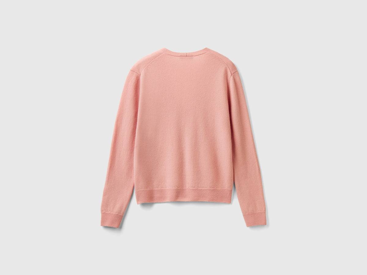 Cardigan scollo a V in pura lana Merino