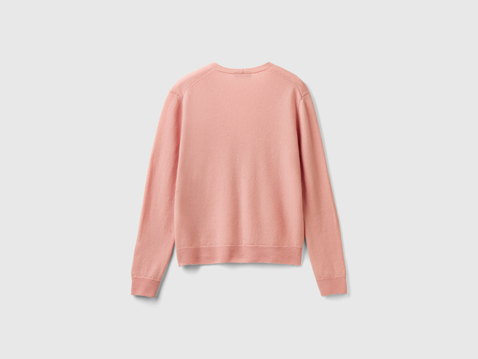 Cardigan scollo a V in pura lana Merino da donna rosa 2 | Benetton Outlet