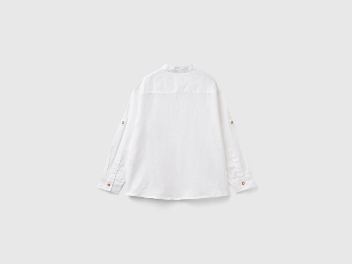 Camicia alla coreana in misto lino