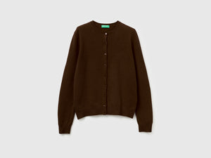 Cardigan girocollo in pura lana Merino