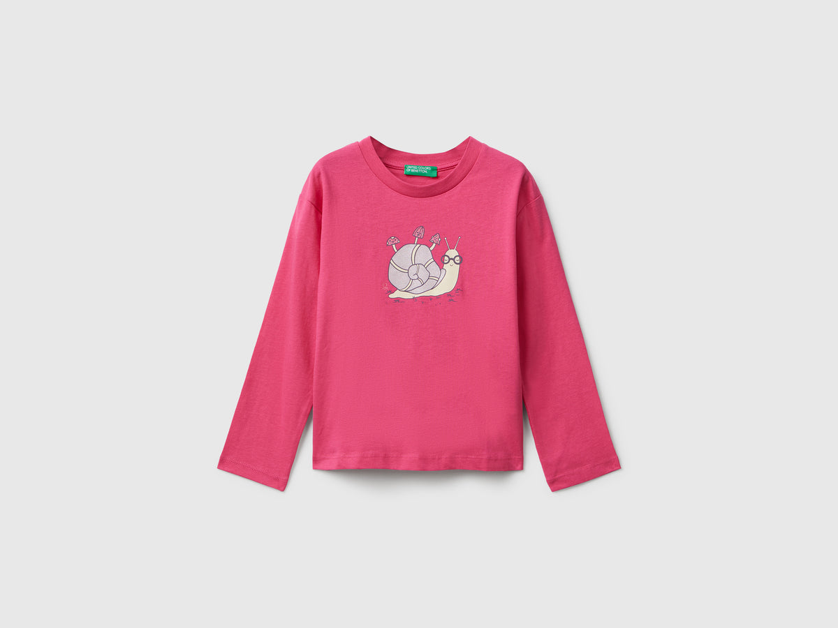 Maglietta in cotone con stampa glitter