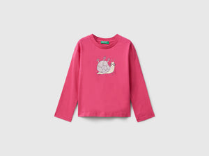 Maglietta in cotone con stampa glitter