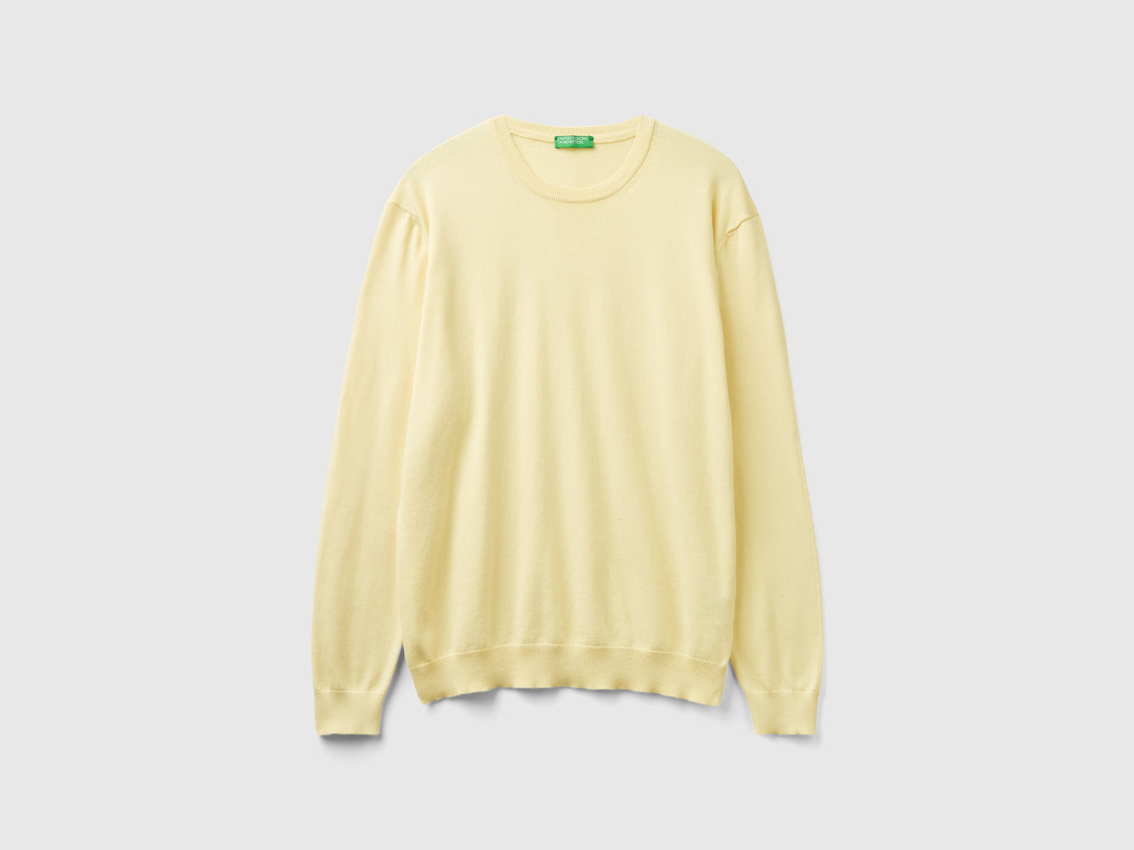 Maglia girocollo 100% cotone da uomo giallo | Benetton Outlet