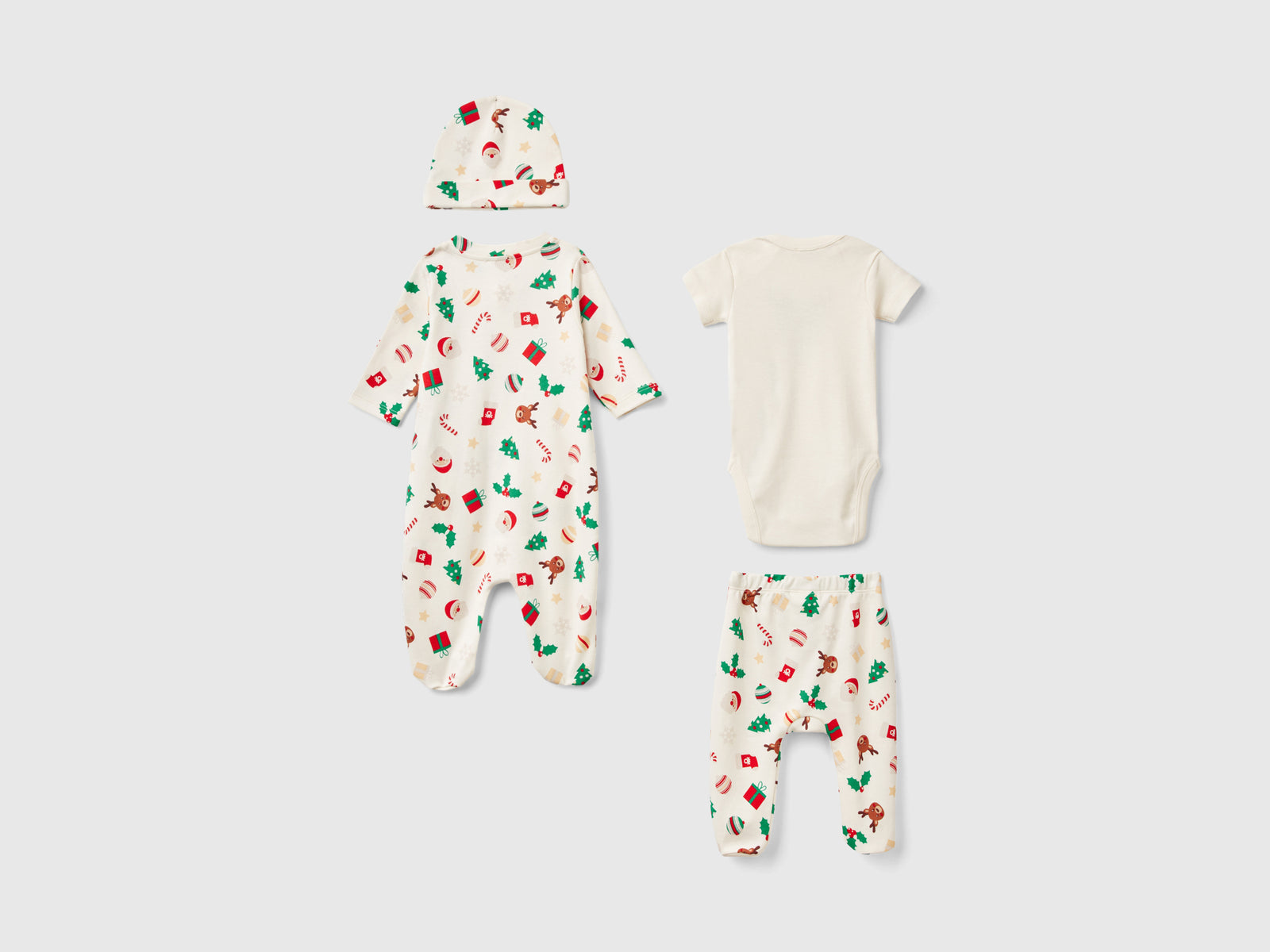 Set natalizio in puro cotone da neonato bianco panna 2 | Benetton Outlet