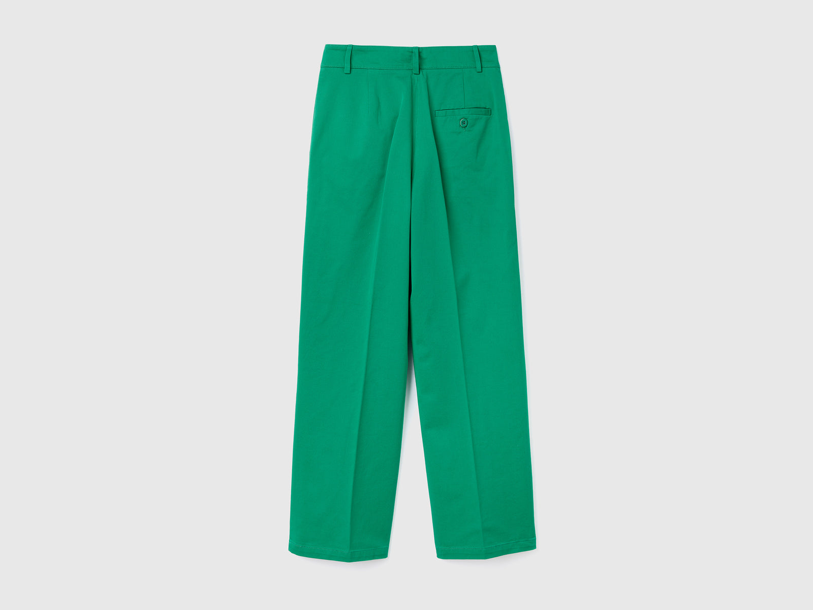 Pantaloni lunghi in twill di cotone elasticizzato da donna verde 2 | Benetton Outlet