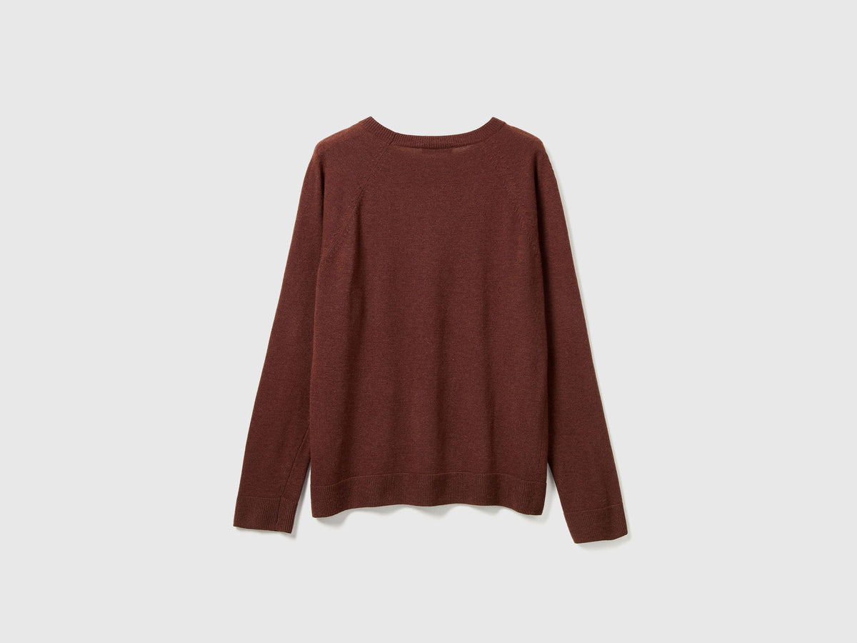 Maglia girocollo in misto lana e cashmere