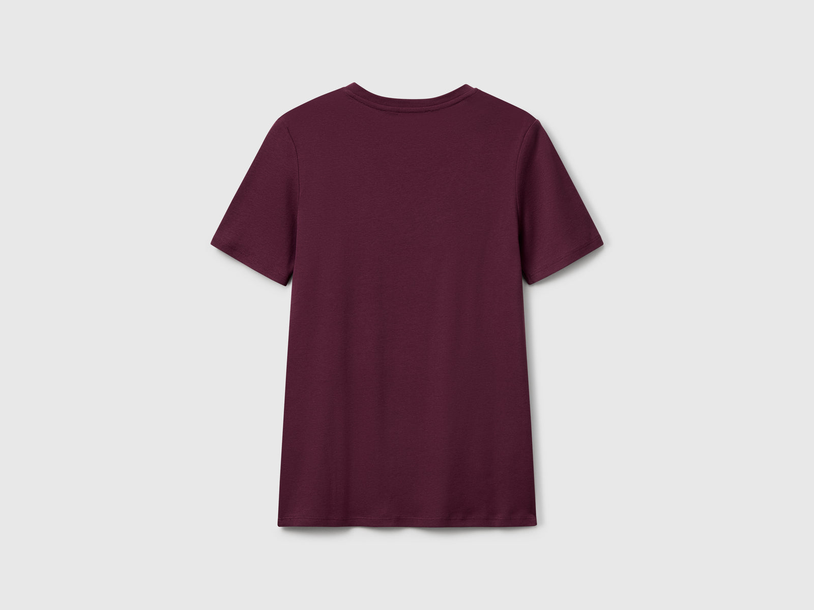 T-shirt in puro cotone con scollo a V da donna prugna 2 | Benetton Outlet