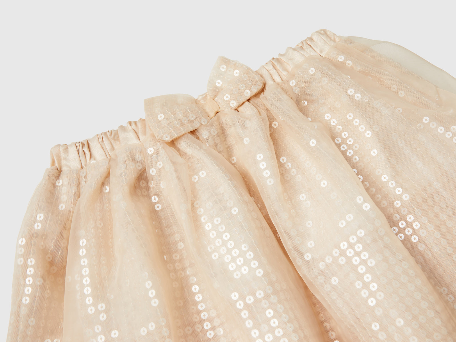 Sequin-embellished tulle skirt da bimba bianco panna 3 | Benetton Outlet