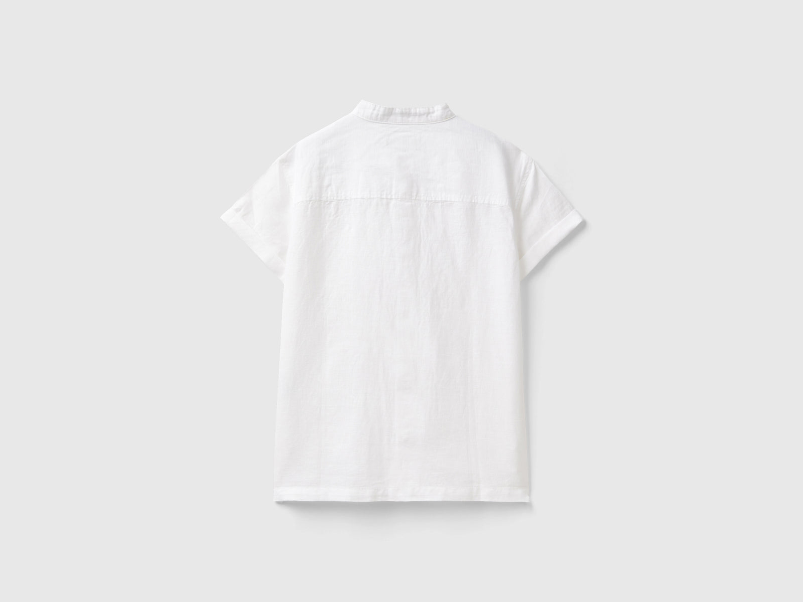 Camicia manica corta in misto lino da bambino bianco 2 | Benetton Outlet