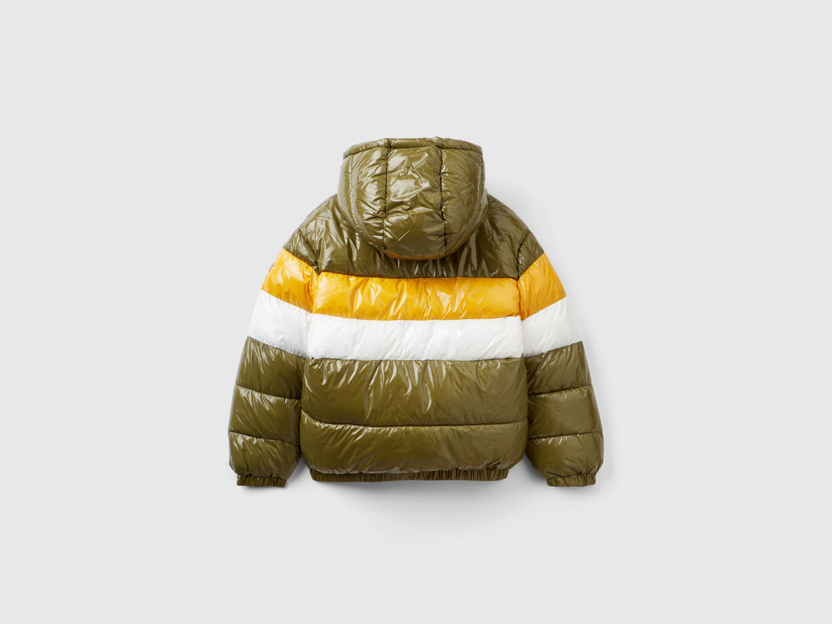 Piumino color block over fit