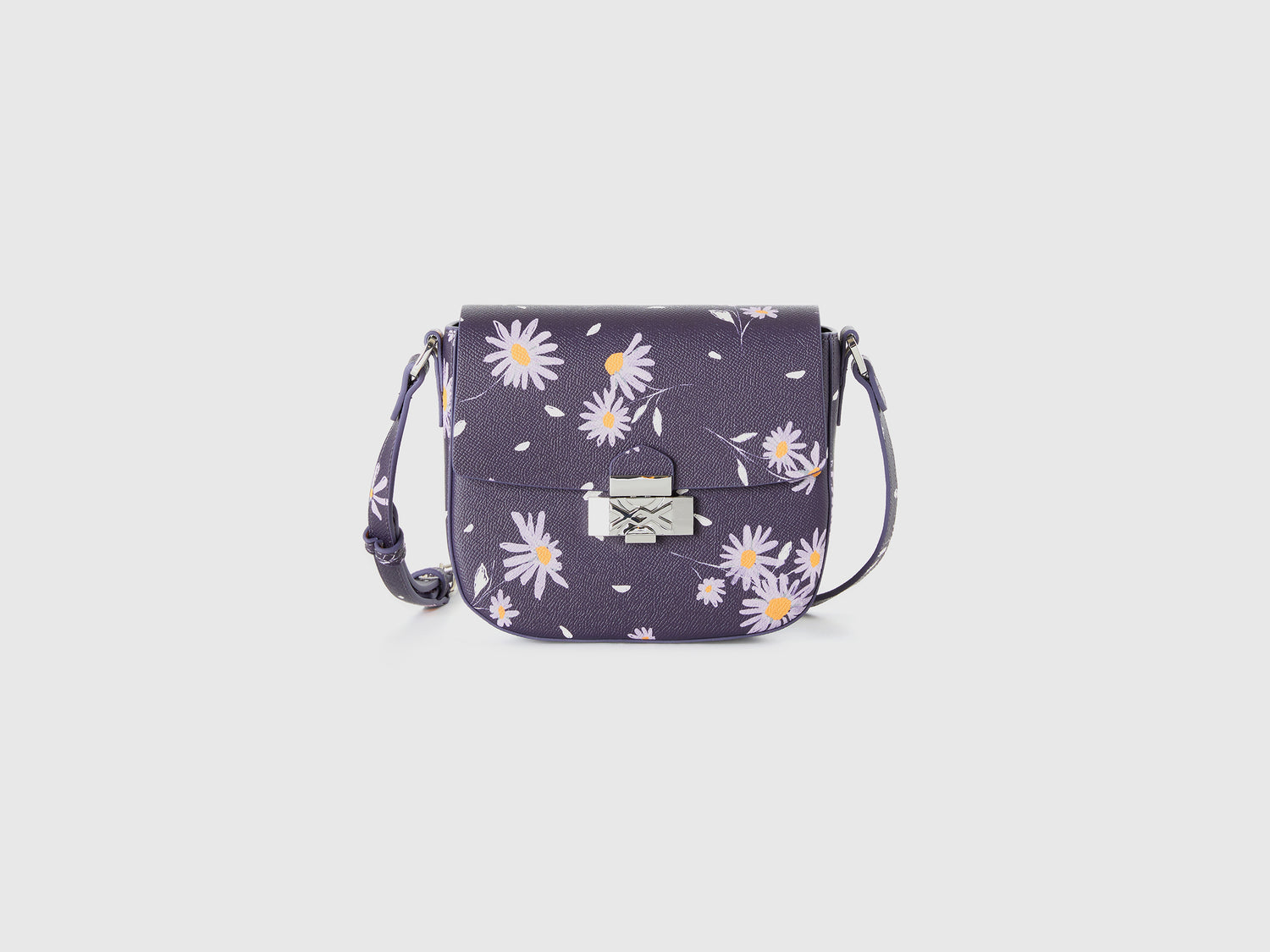 Borsa con fiori in tessuto spalmato da donna grigio | Benetton Outlet