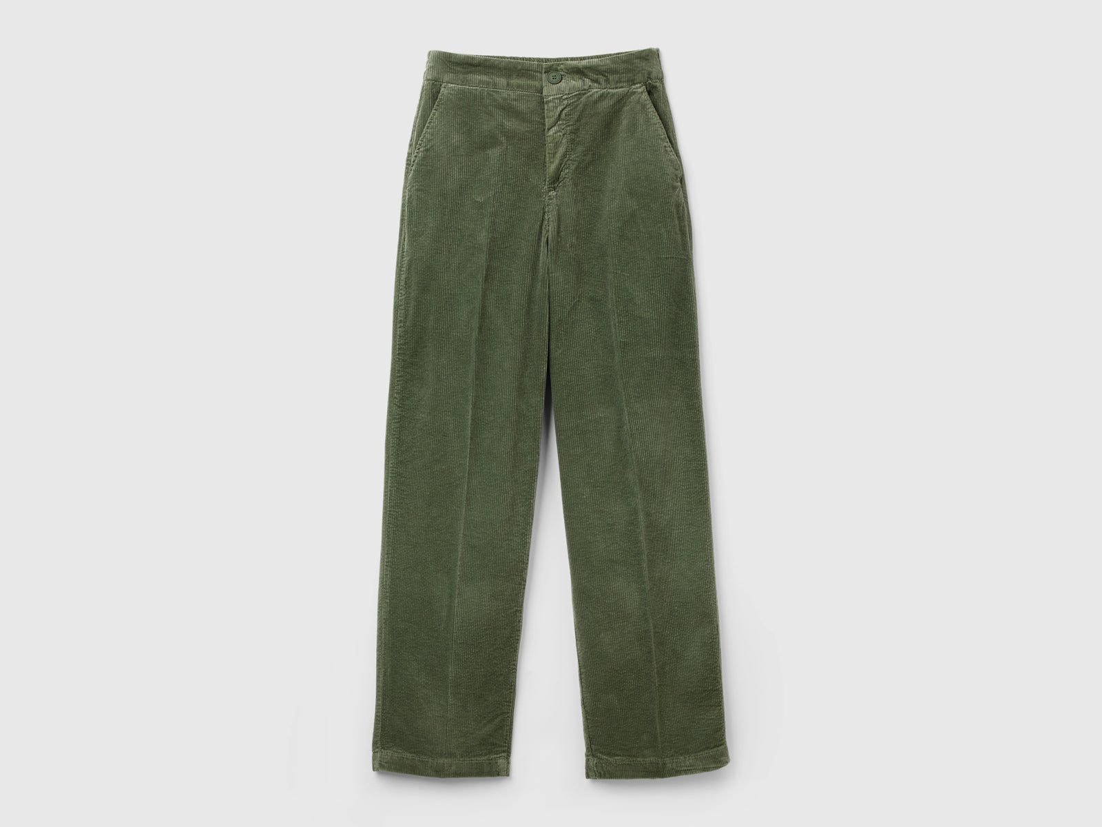 Pantalones anchos de terciopelo da donna verde militare | Benetton Outlet