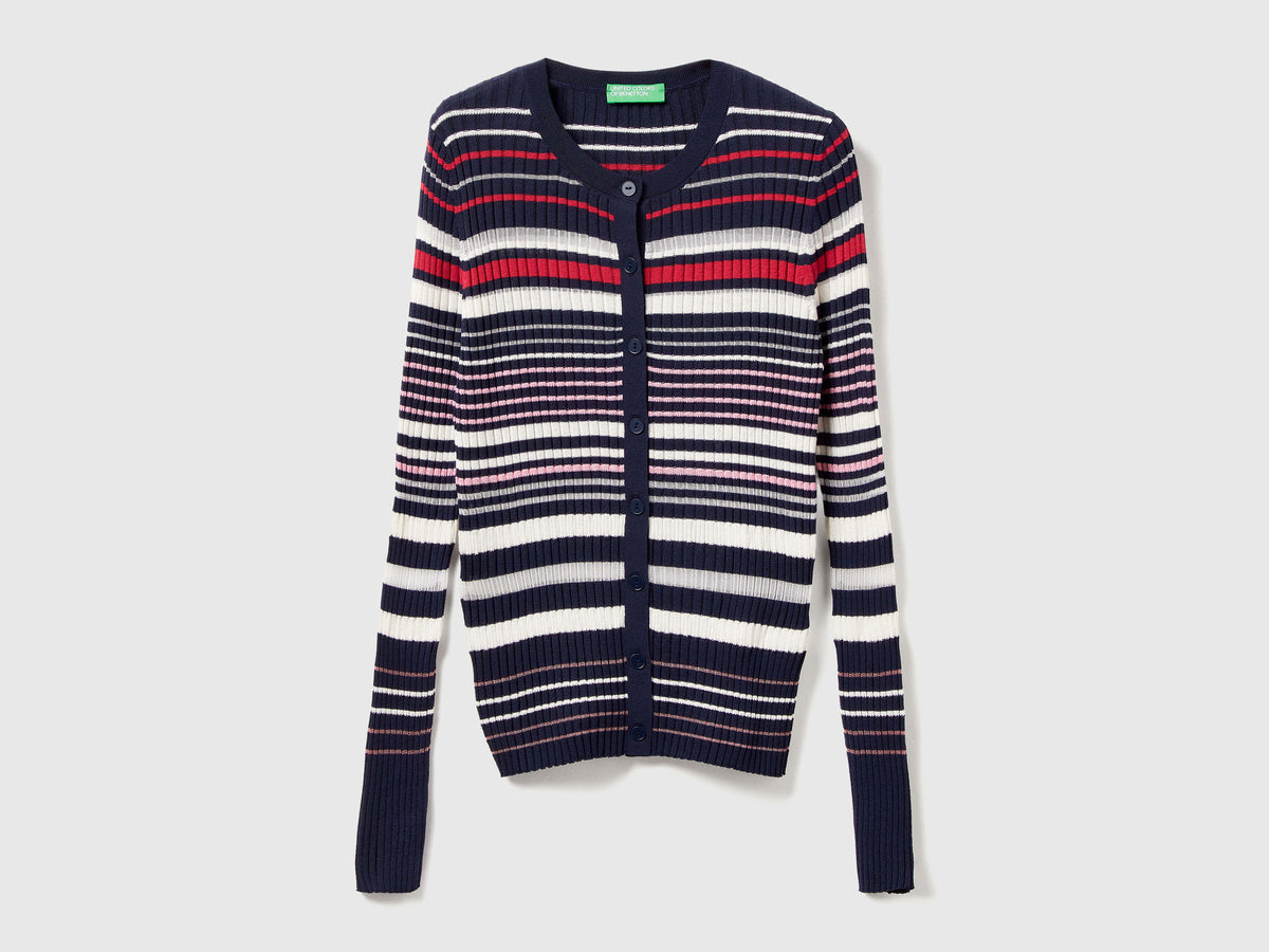 Cardigan a righe in misto viscosa