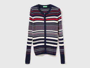 Cardigan a righe in misto viscosa