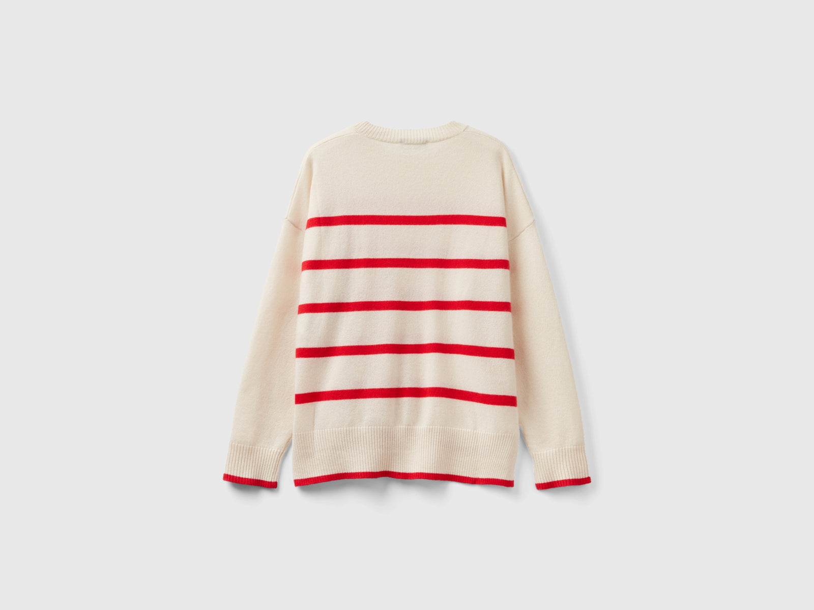 Maglia con righe in puro cashmere da donna bianco panna 2 | Benetton Outlet