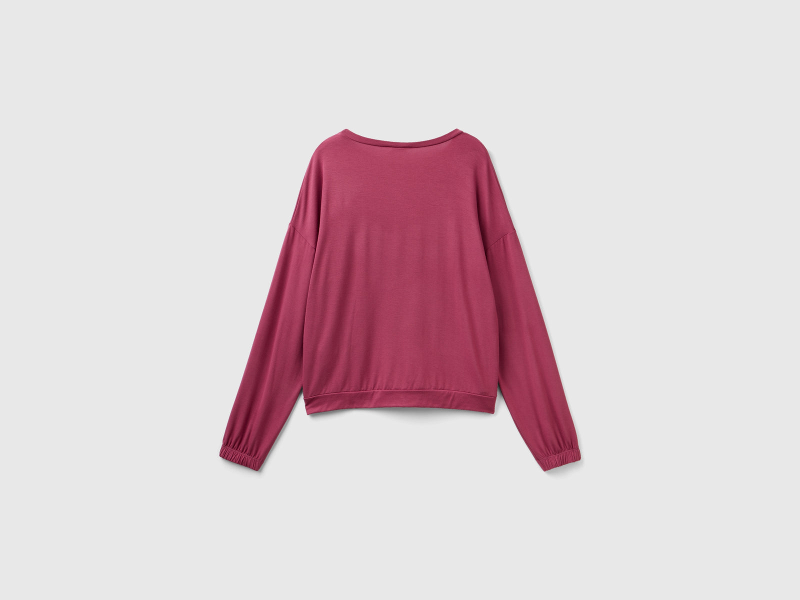 T-shirt in misto viscosa stretch da donna malva scuro 2 | Benetton Outlet
