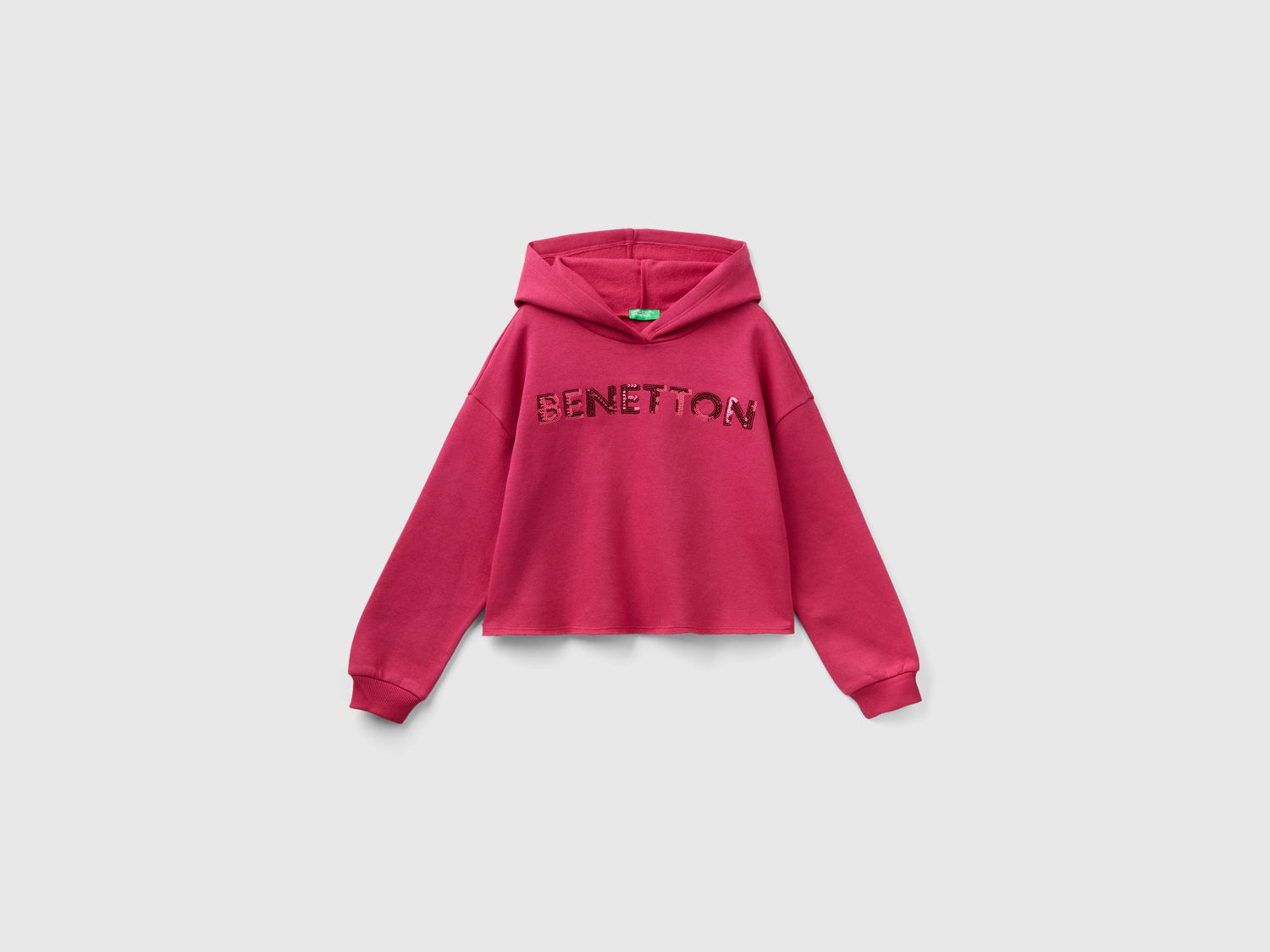 Felpa con cappuccio e paillettes da bambina ciclamino | Benetton Outlet