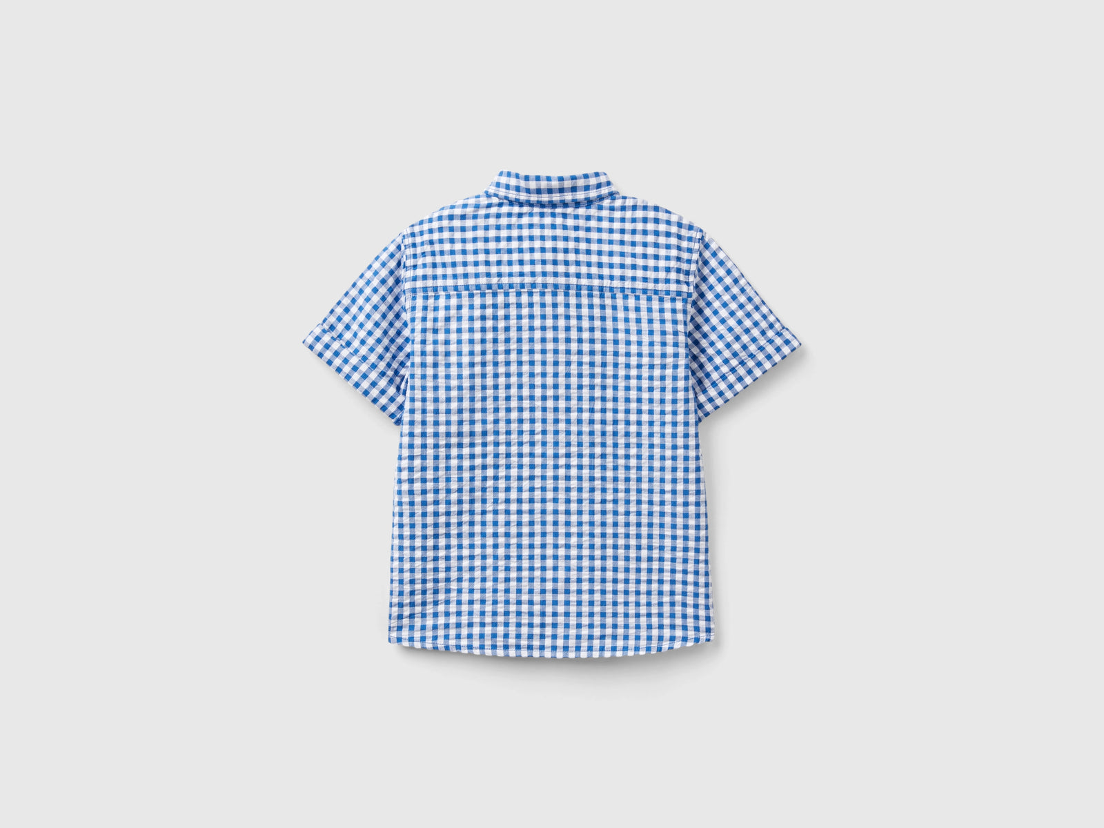 Camicia manica corta a quadretti da bimbo blu 2 | Benetton Outlet