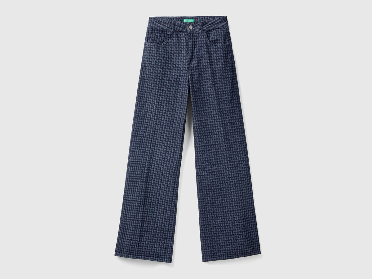 Jeans pied de poule con gamba ampia