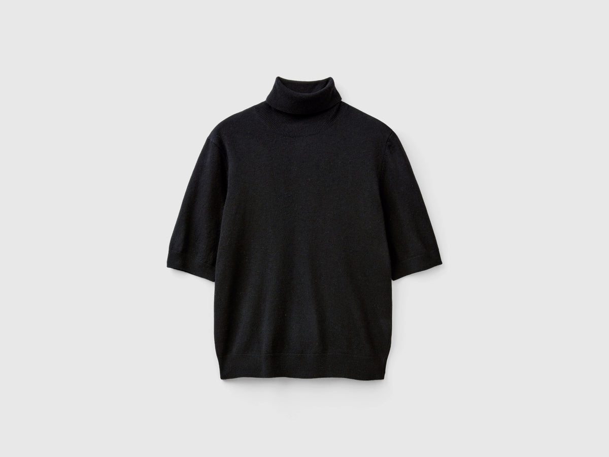 Dolcevita a manica corta in misto cashmere