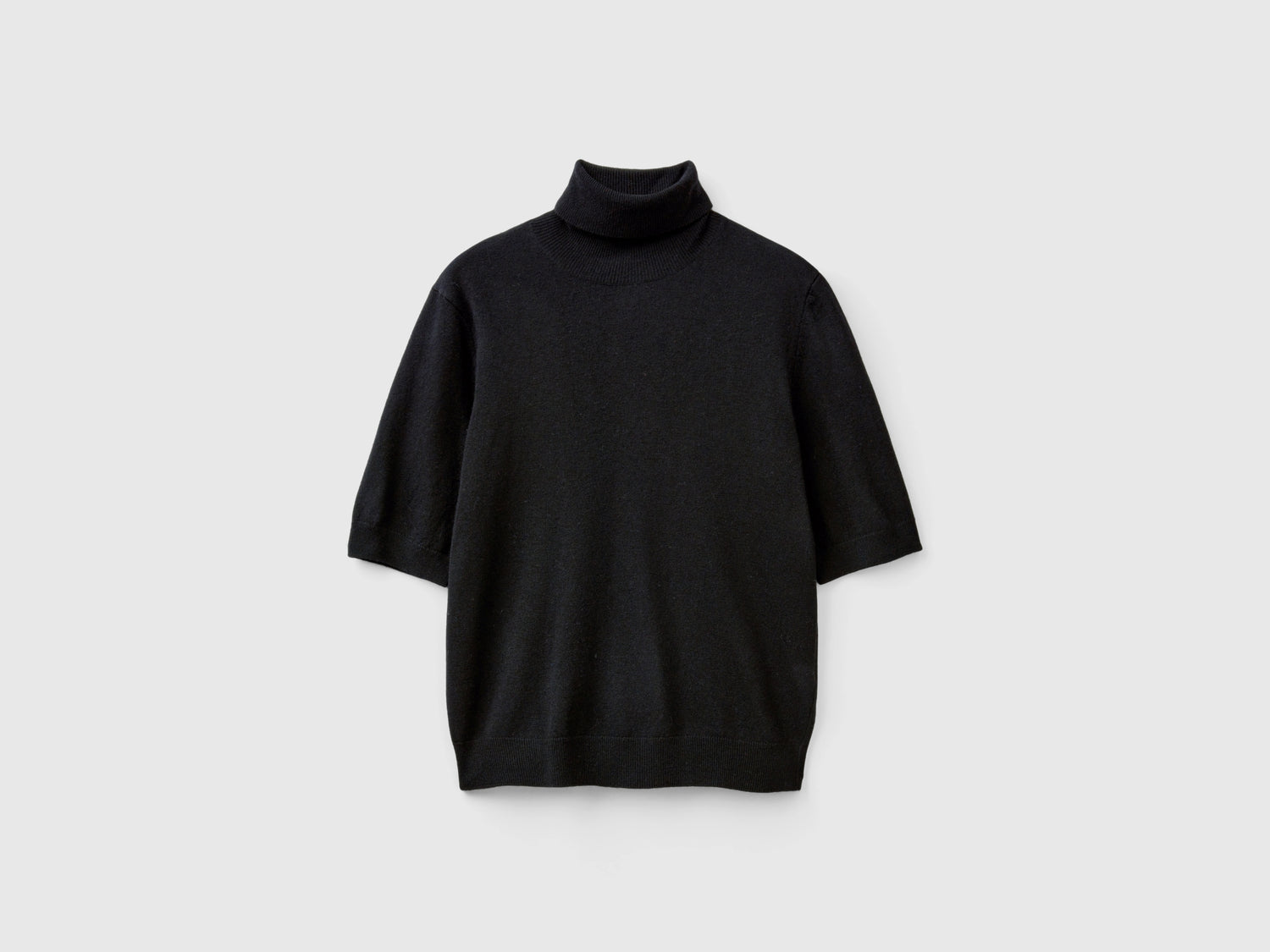 Dolcevita a manica corta in misto cashmere da donna nero | Benetton Outlet