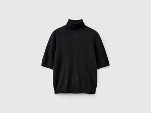 Dolcevita a manica corta in misto cashmere