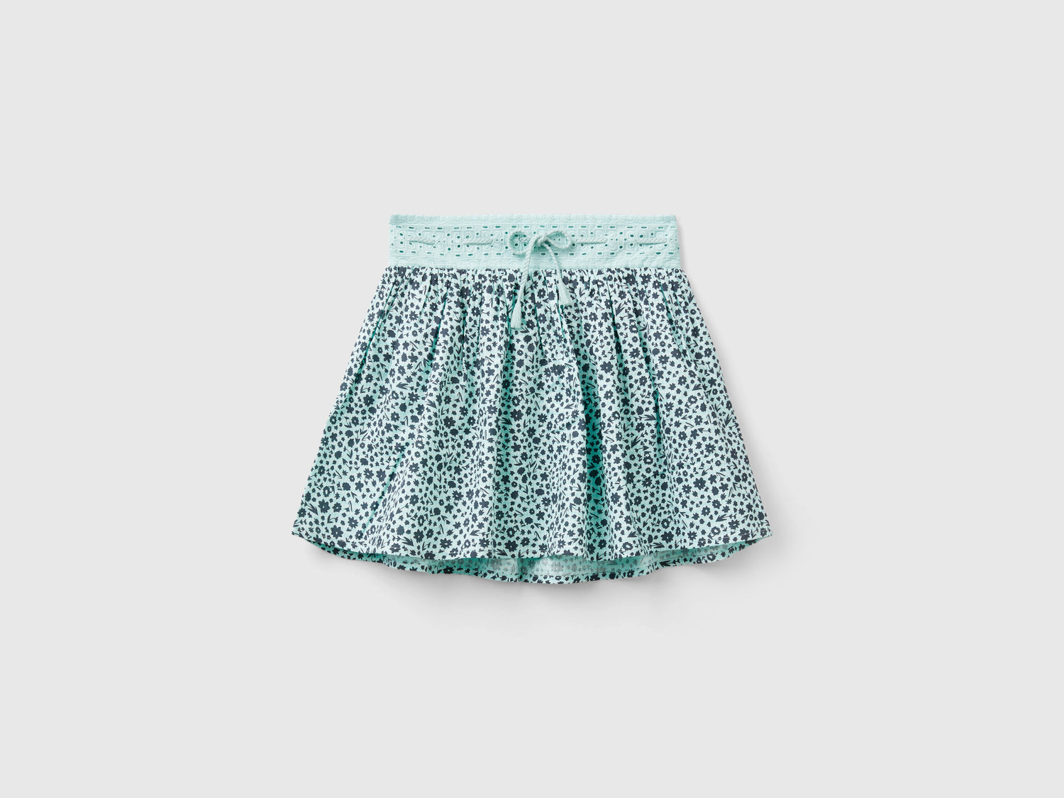 Gonna con stampa fiori da bambina azzurro | Benetton Outlet