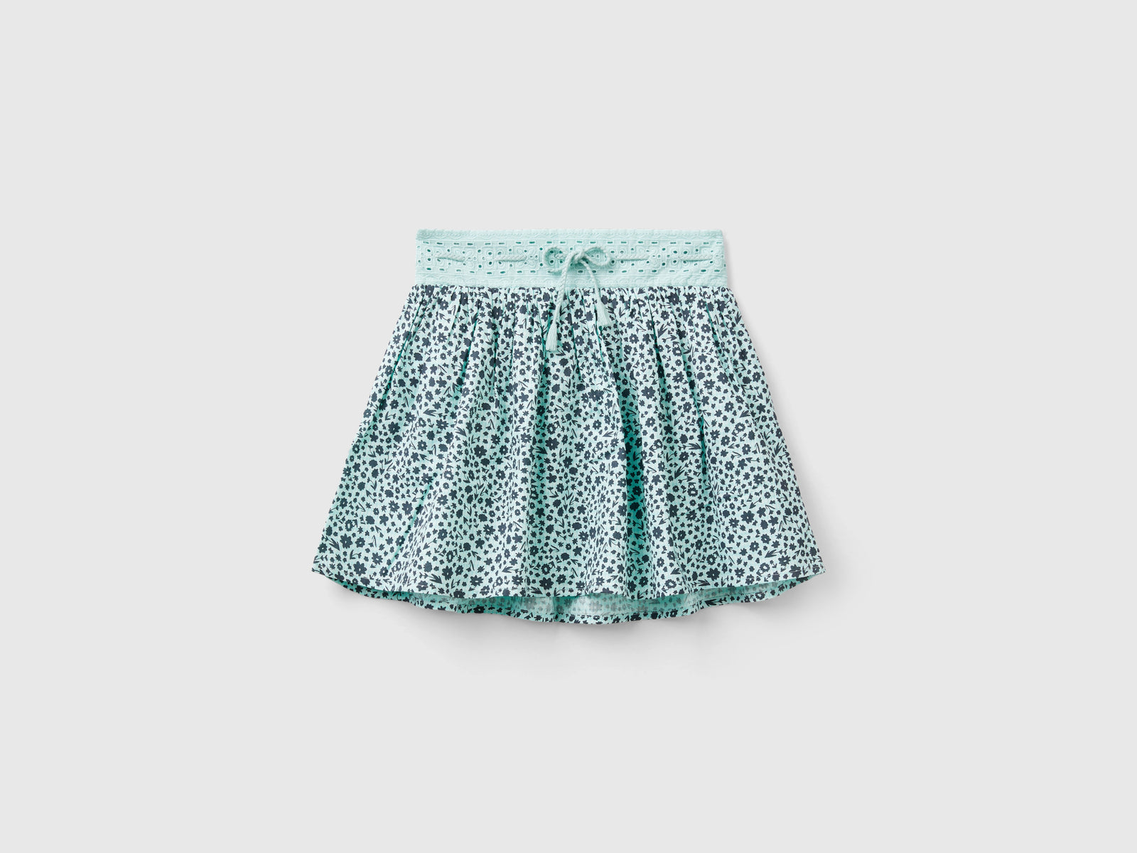 Gonna con stampa fiori da bambina azzurro | Benetton Outlet