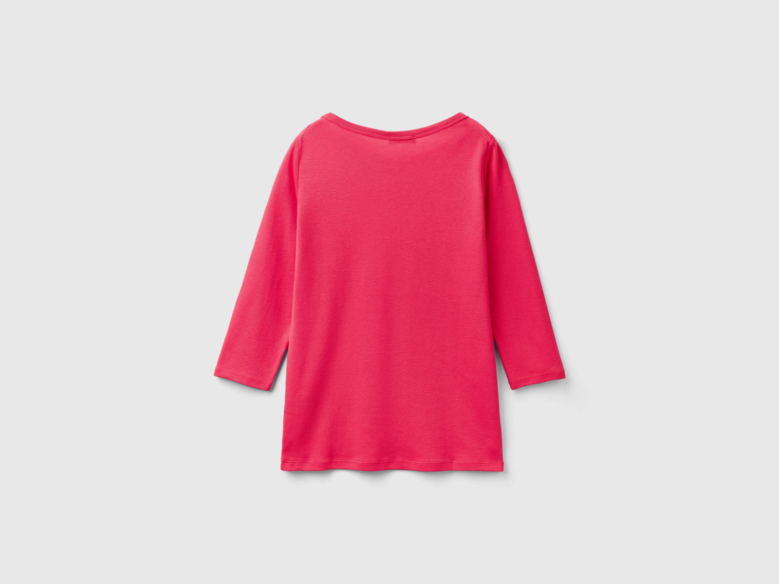 T-shirt con scollo a barchetta 100% cotone da donna fucsia 2 | Benetton Outlet