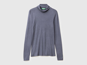 T-shirt lupetto in misto viscosa e cashmere