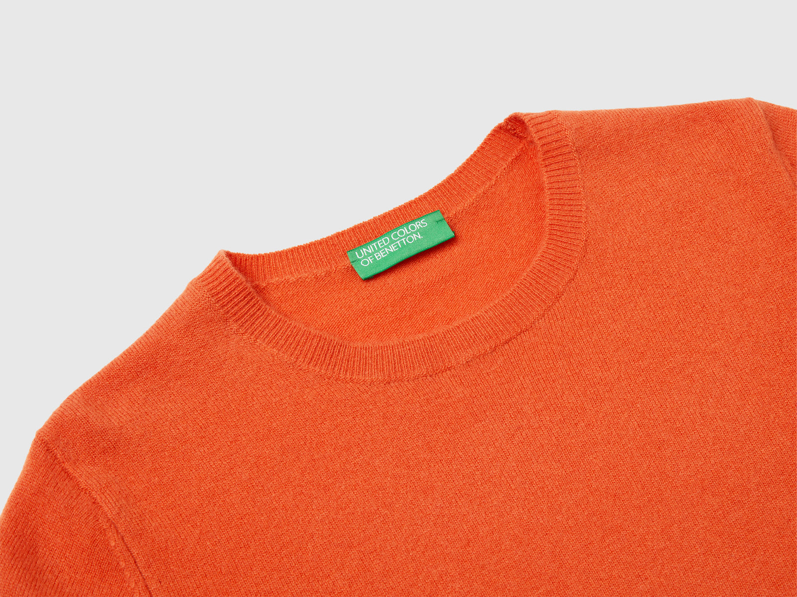 Maglia girocollo in lana Merino da donna arancione 3 | Benetton Outlet