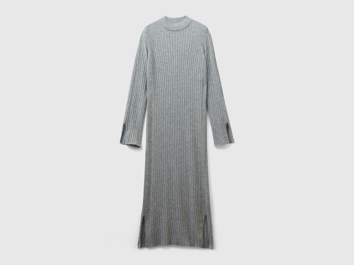 Vestito in maglia con spacchi da donna grigio chiaro | Benetton Outlet