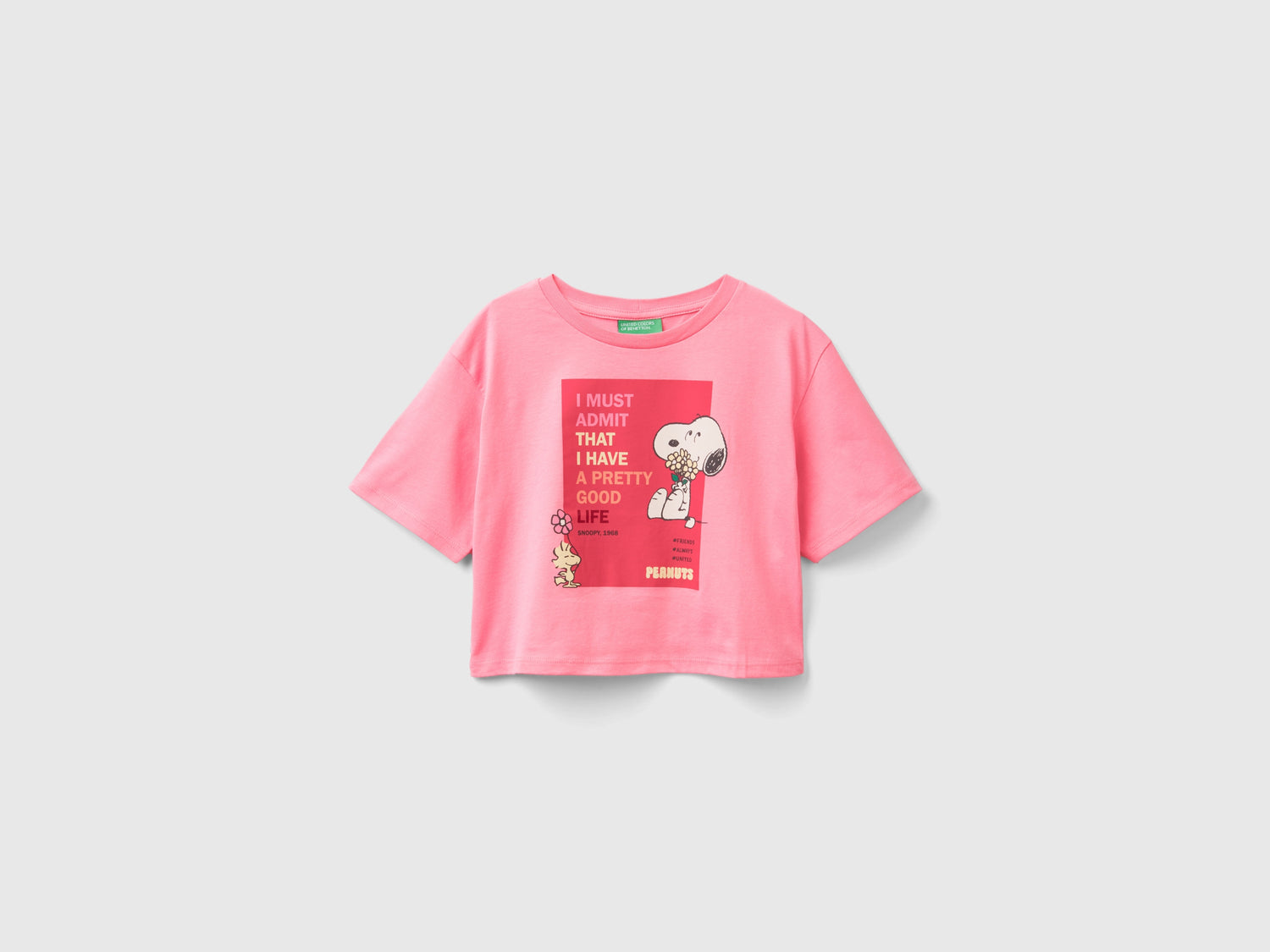 T-shirt cropped ©Peanuts da bambina rosa | Benetton Outlet