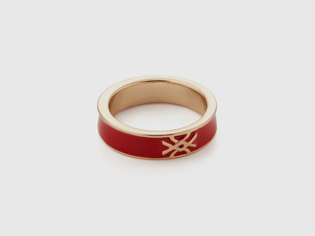 Anello a fascia rosso con logo