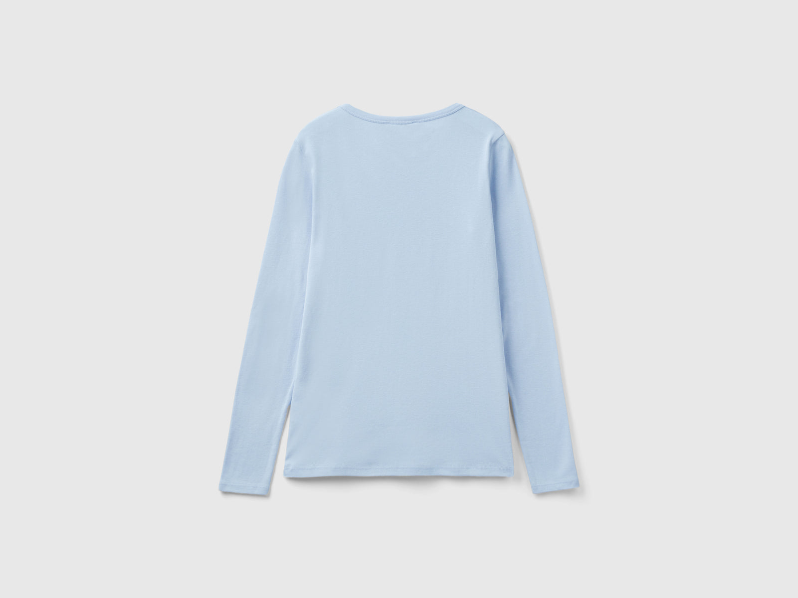 T-shirt a manica lunga 100% cotone da donna celeste 2 | Benetton Outlet