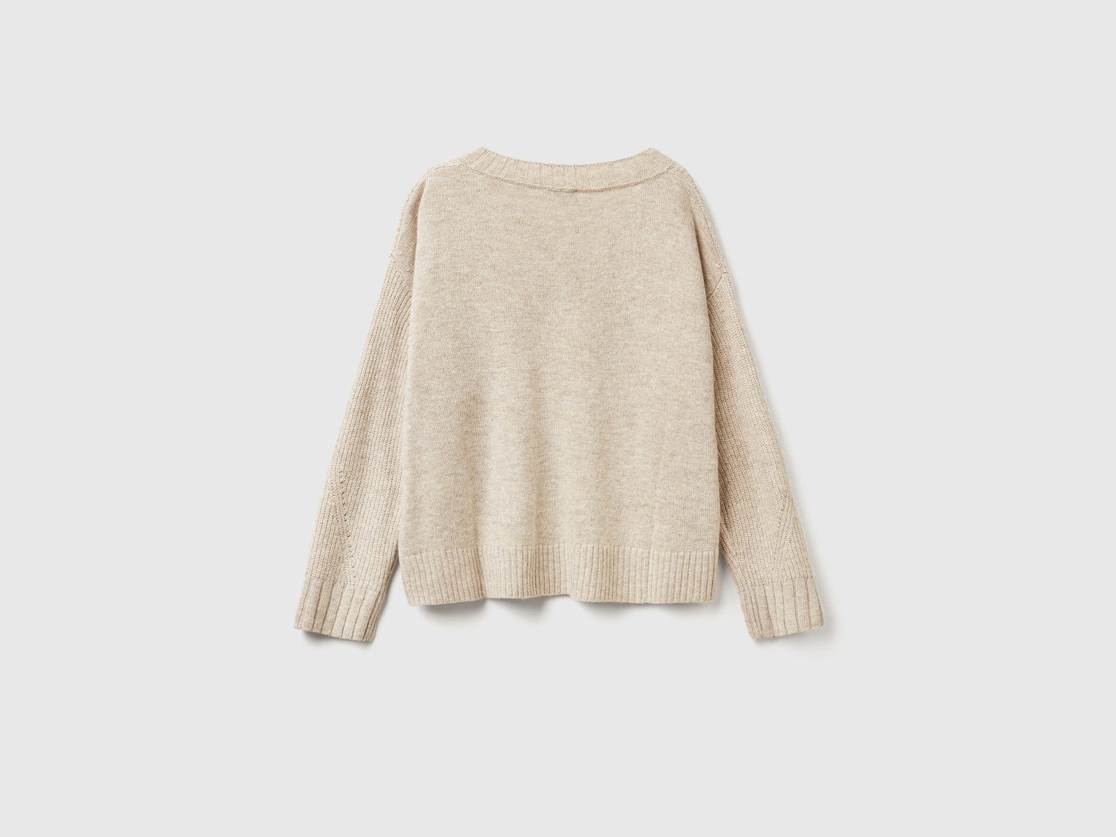 Maglia scollo a V in misto lana da donna beige 2 | Benetton Outlet