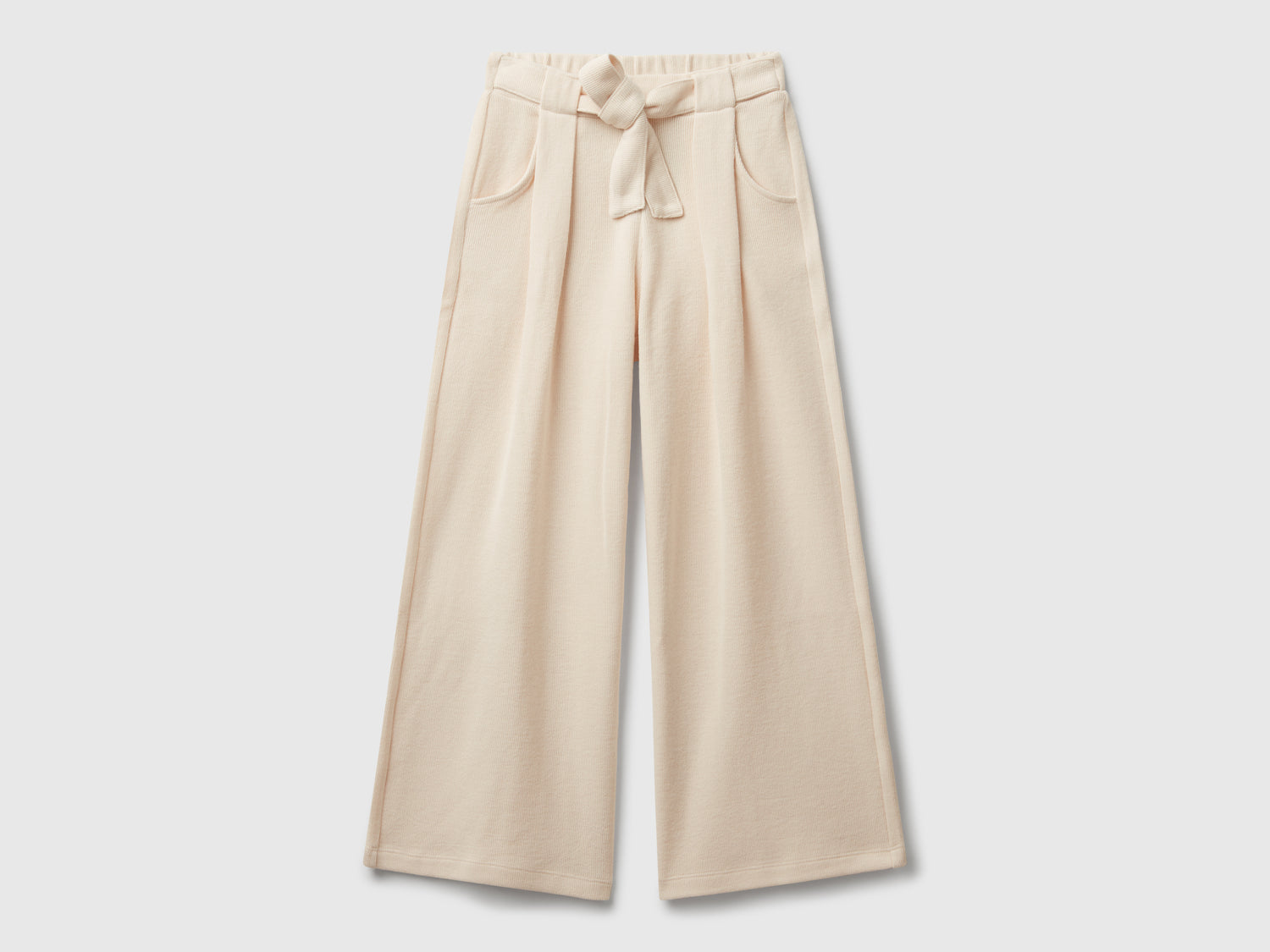 Pantaloni con fusciacca in caldo cotone da bambina beige | Benetton Outlet