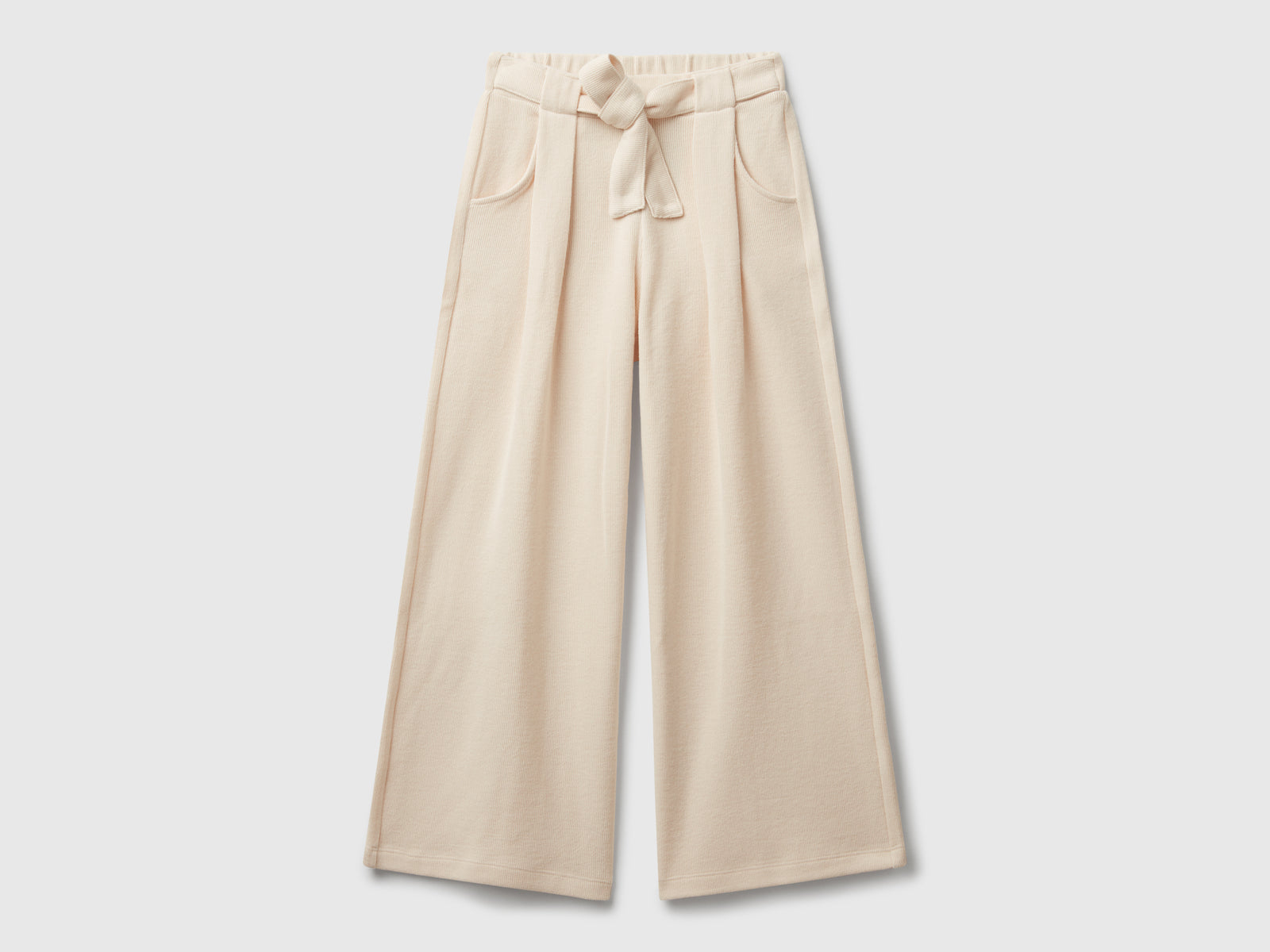 Pantaloni con fusciacca in caldo cotone da bambina beige | Benetton Outlet