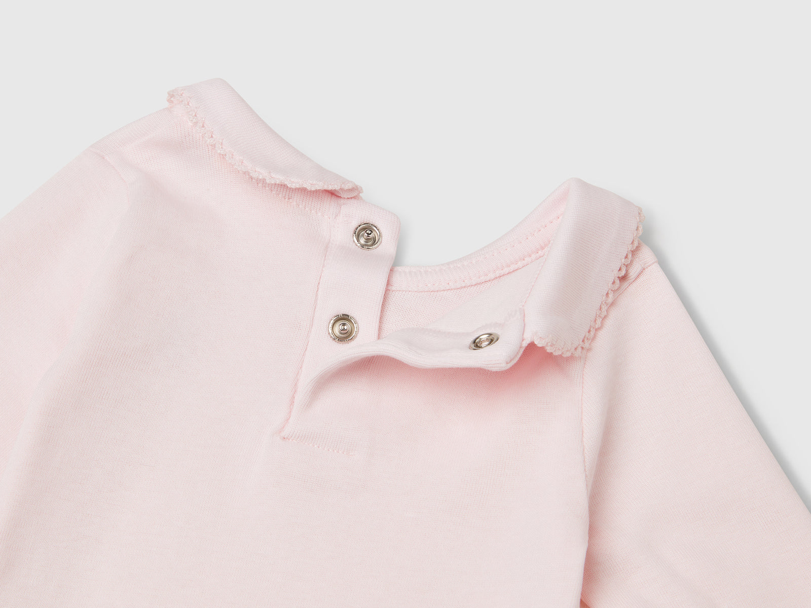 Body con colletto in cotone da neonato rosa 3 | Benetton Outlet