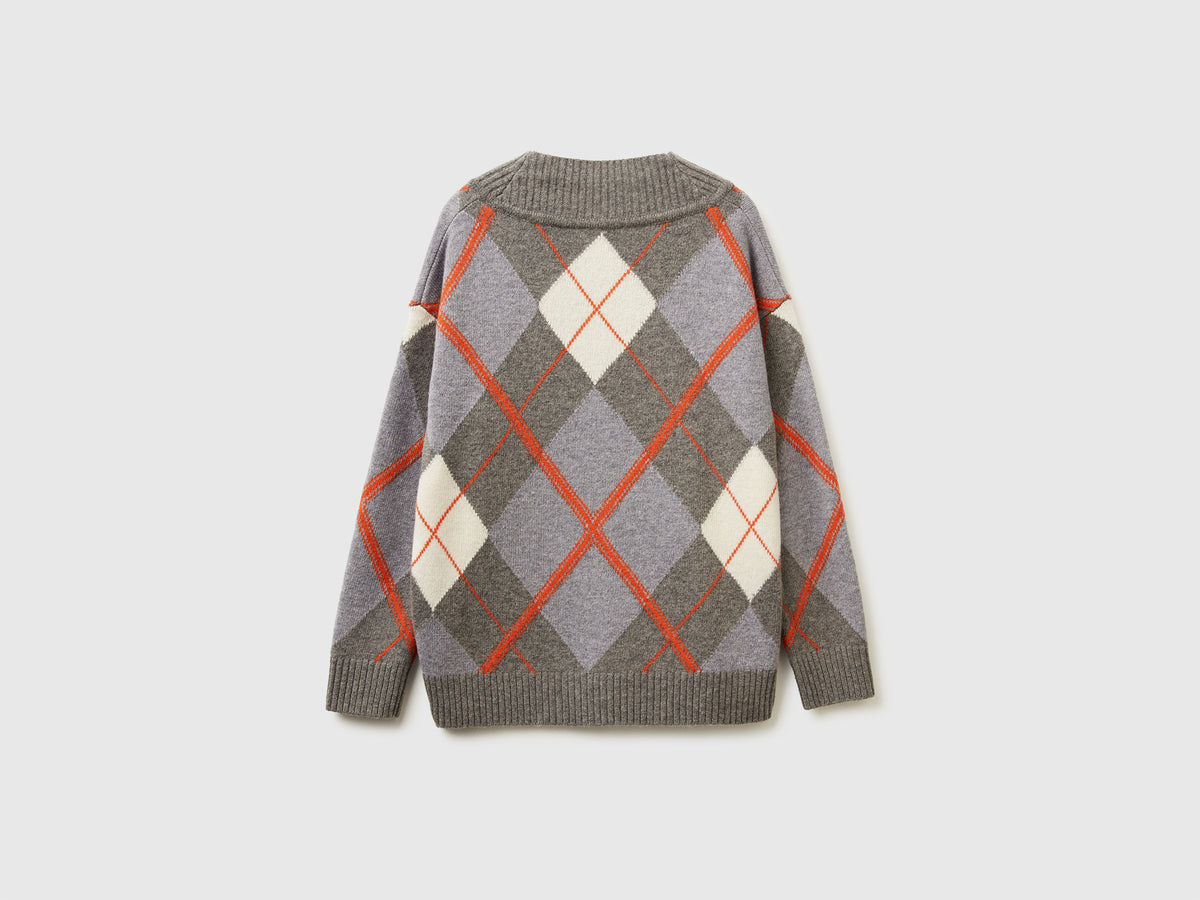 Maglione con intarsio rombi