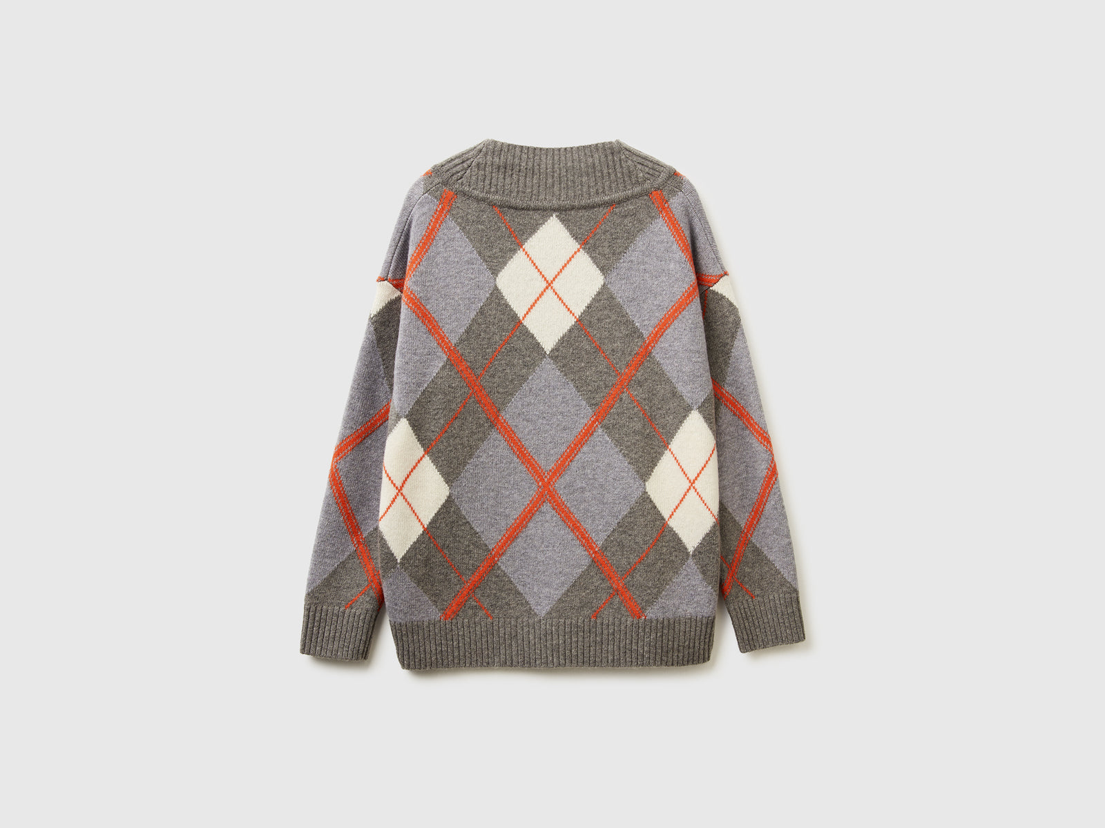Maglione con intarsio rombi da donna grigio 2 | Benetton Outlet