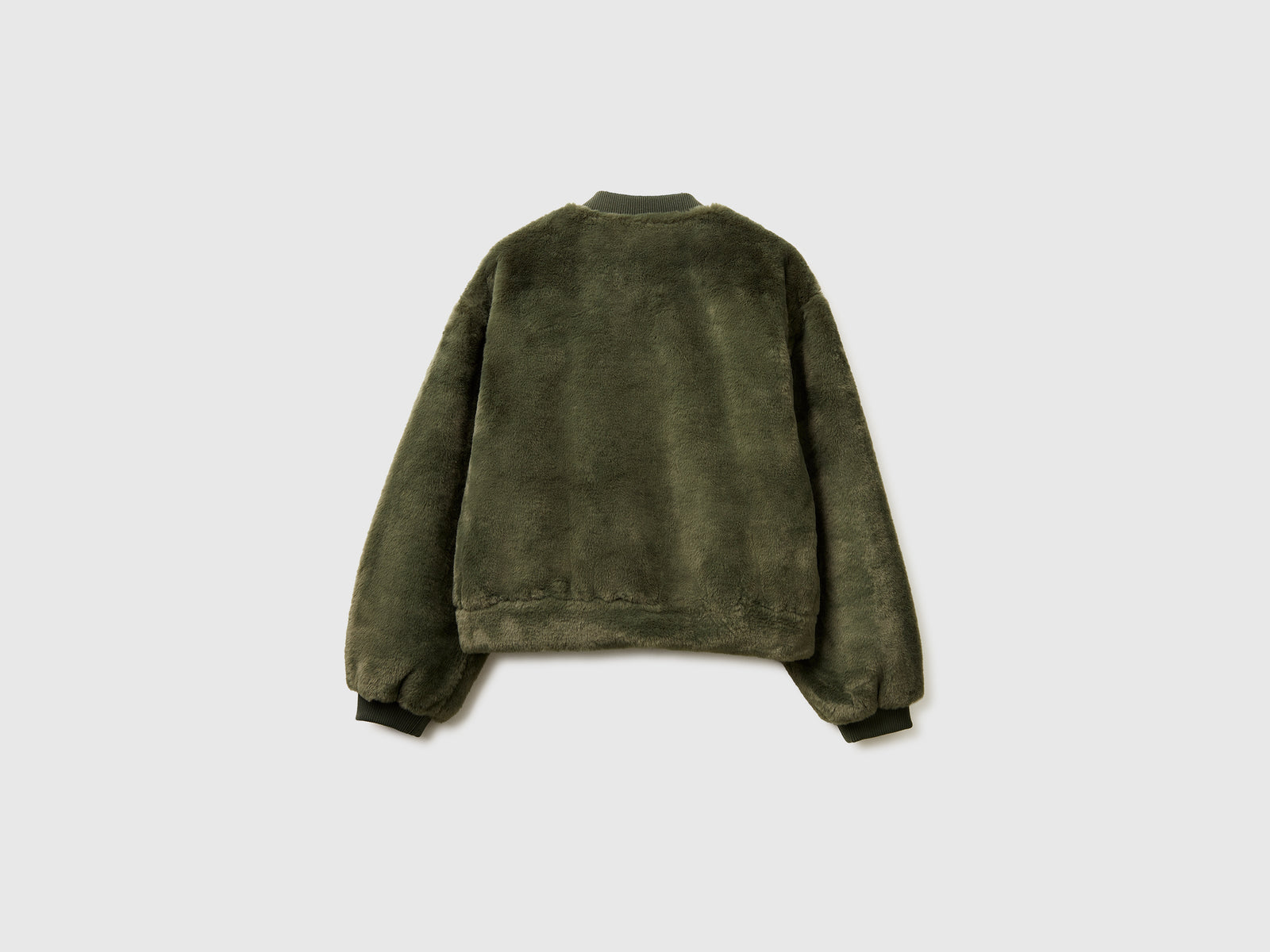 Bomber in pelliccetta sintetica da donna verde militare 2 | Benetton Outlet