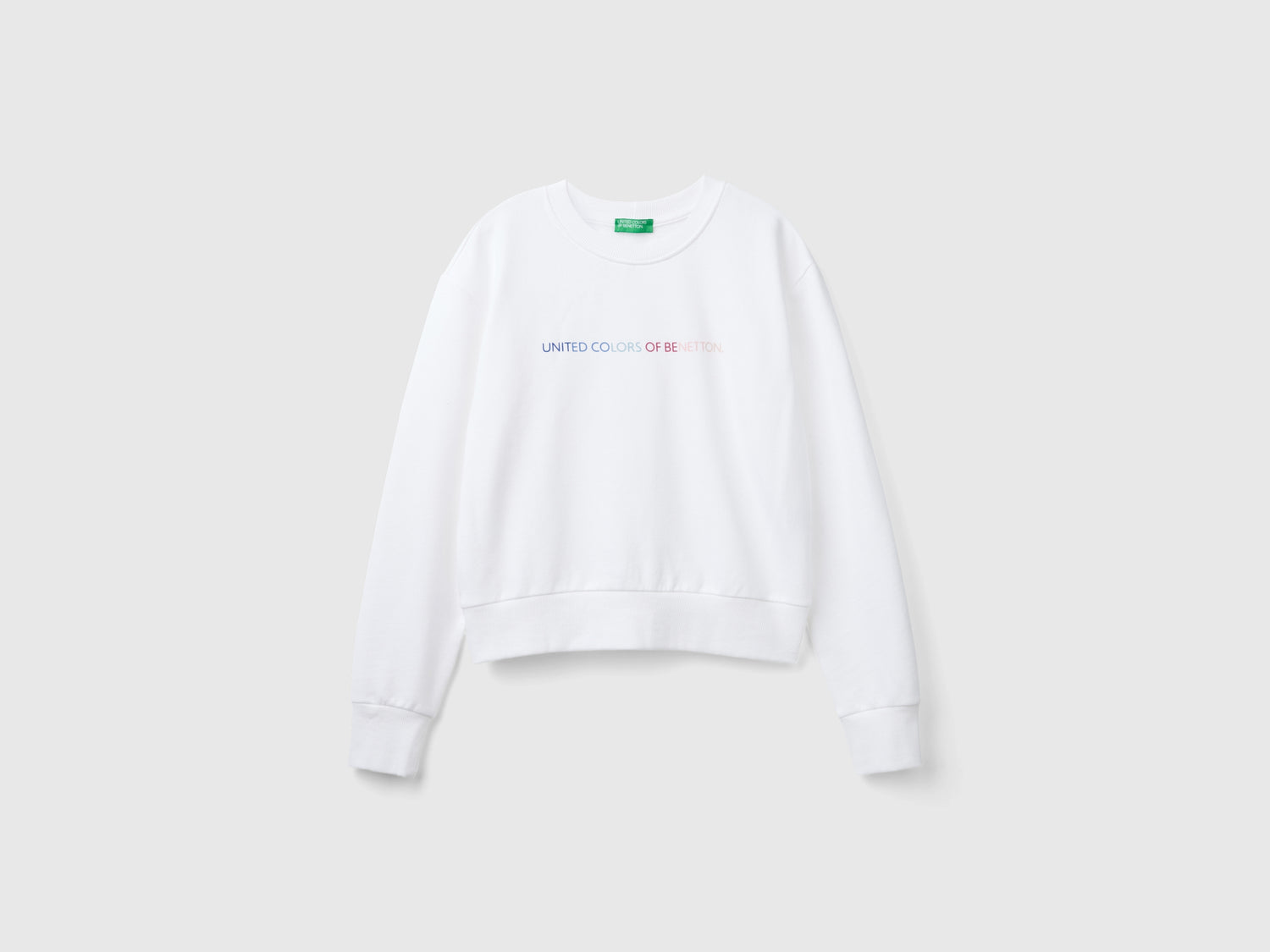 Felpa 100% cotone con stampa logo da donna bianco | Benetton Outlet