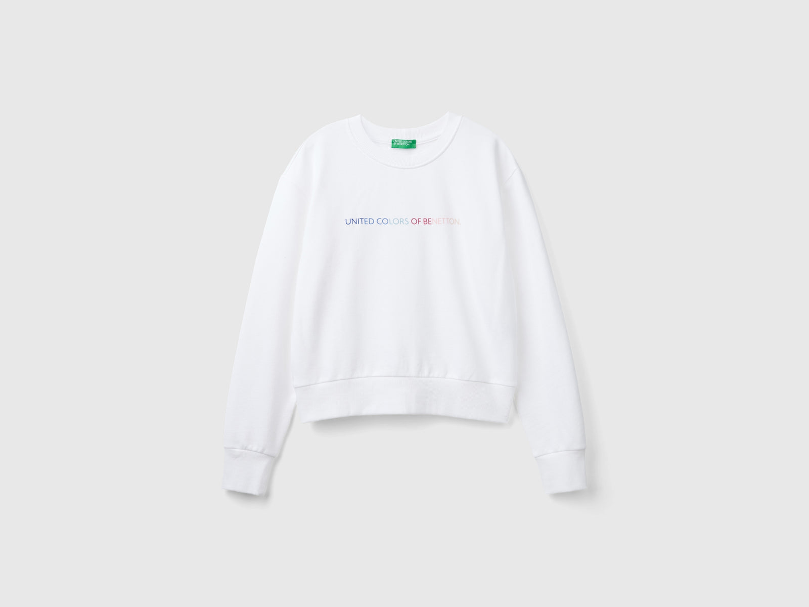 Felpa 100% cotone con stampa logo da donna bianco | Benetton Outlet
