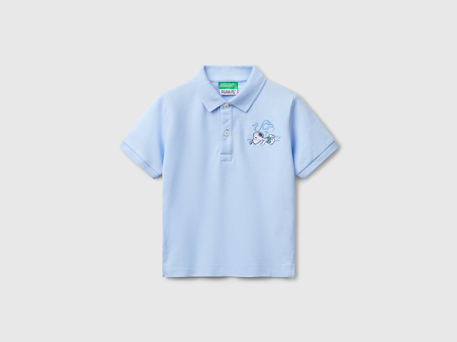 Polo con ricamo Snoopy ©Peanuts da bimbo celeste | Benetton Outlet