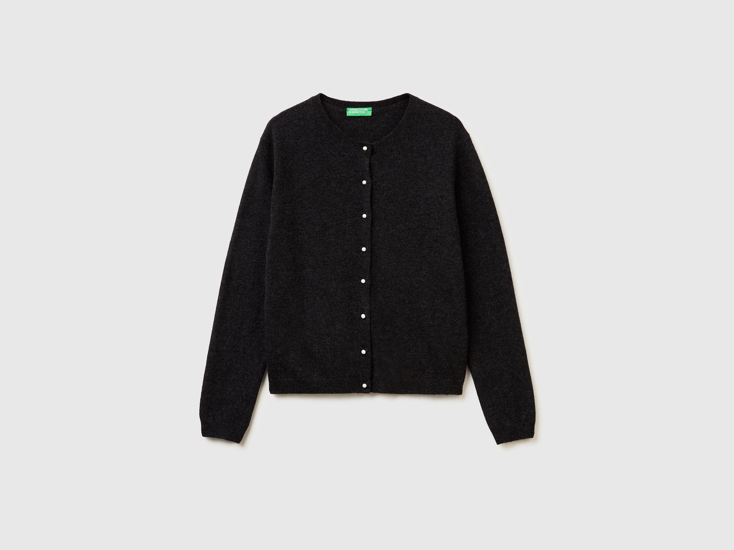 Cardigan antracite in pura lana Merino da donna grigio scuro | Benetton Outlet