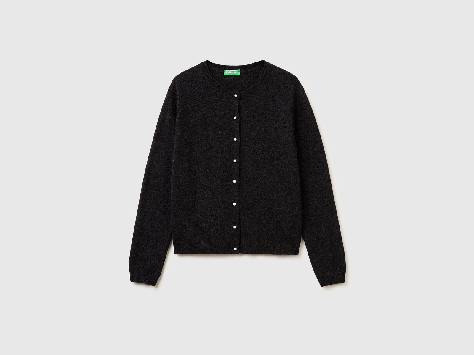 Cardigan antracite in pura lana Merino da donna grigio scuro | Benetton Outlet