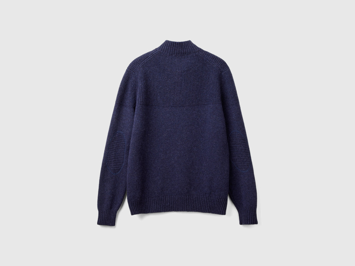Maglia con collo alto in pura lana Shetland