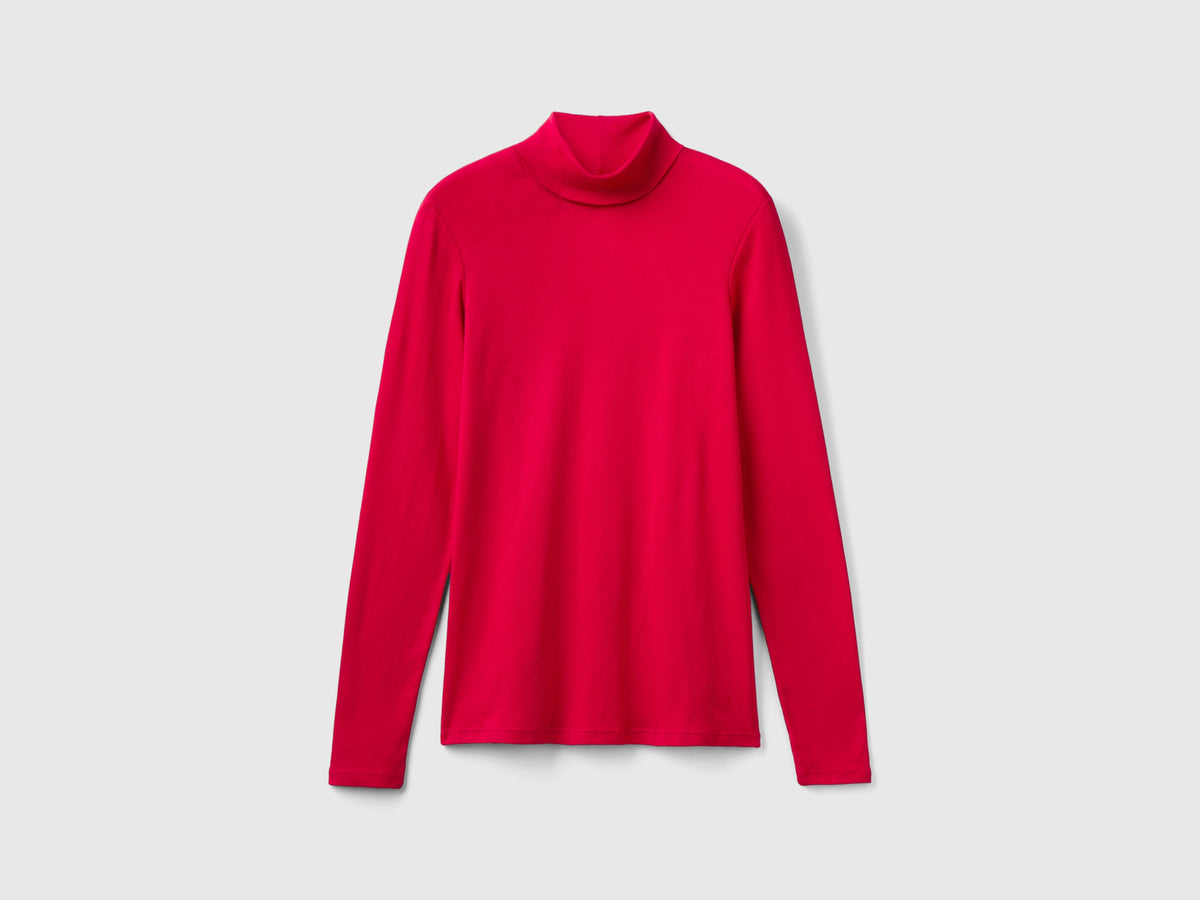 T-shirt a manica lunga con collo alto